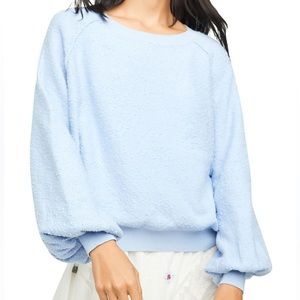 Free People Found My Friend Boucle Pullover - size S - crystal sky blue